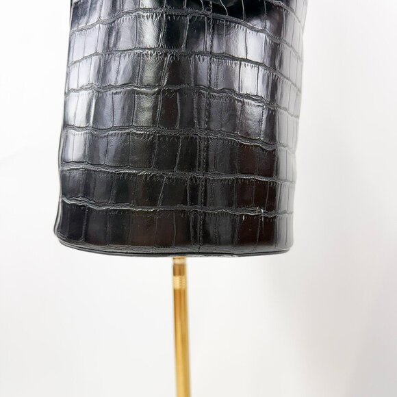 OAK + FORT Pleather Faux Croc Leather Bucket Back with rope handles pocket - Picture 7 of 12